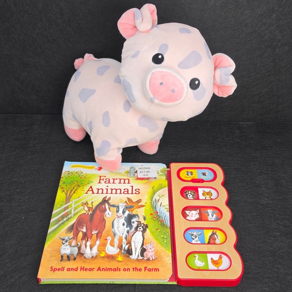 Walmart Soft Pig 10" Plush & Farm Animals Early Bird Sound Book Lot WORKS
